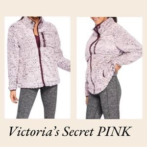 Preowned Victoria’s Secret PINK Frosted Plum Sherpa Full Zip Jacket - XS